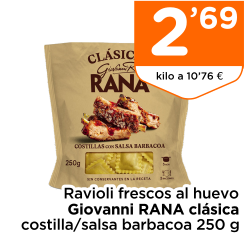 Ravioli frescos al huevo Giovanni RANA cl?sica costilla/salsa barbacoa 250 g