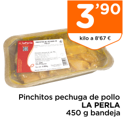 Pinchitos pechuga de pollo LA PERLA 450 g bandeja