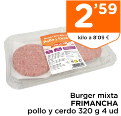 Burger mixta FRIMANCHA pollo y cerdo 320 g 4 ud