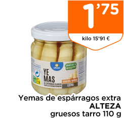 Yemas de esp?rragos extra ALTEZA gruesos tarro 110 g