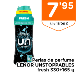 Perlas de perfume LENOR UNSTOPPABLES fresh 330+165 g