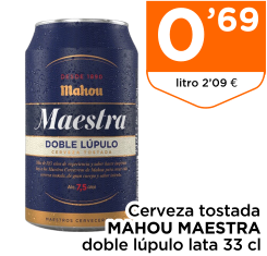 Cerveza tostada MAHOU MAESTRA doble l?pulo lata 33 cl