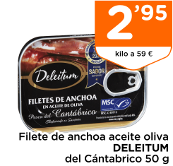Filete de anchoa aceite oliva DELEITUM del C?ntabrico 50 g