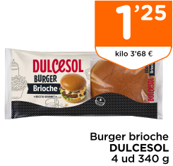 Burger brioche DULCESOL 4 ud 340 g