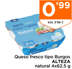 Queso fresco tipo Burgos ALTEZA natural 4x62.5 g