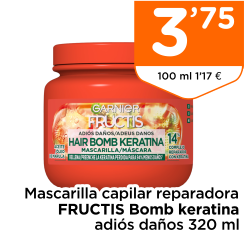 Mascarilla capilar reparadora FRUCTIS Bomb keratina adi?s da?os 320 ml
