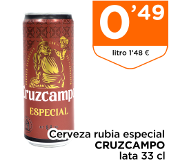 Cerveza rubia especial CRUZCAMPO lata 33 cl