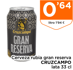 Cerveza rubia gran reserva CRUZCAMPO lata 33 cl