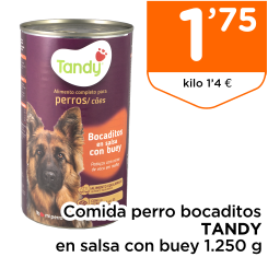 Comida perro bocaditos TANDY en salsa con buey 1.250 g