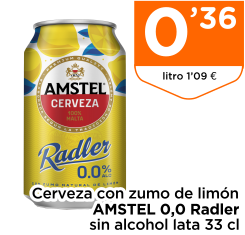 Cerveza con zumo de lim?n AMSTEL 0,0 Radler sin alcohol lata 33 cl