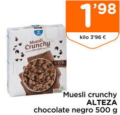 Muesli crunchy ALTEZA chocolate negro 500 g