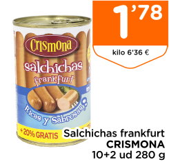 Salchichas frankfurt CRISMONA 10+2 ud 280 g