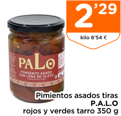 Pimientos asados tiras P.A.L.O rojos y verdes tarro 350 g