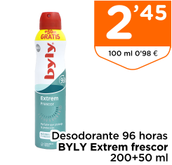 Desodorante 96 horas BYLY Extrem frescor 200+50 ml
