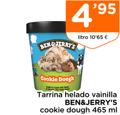 Tarrina helado vainilla BEN&JERRY'S cookie dough 465 ml