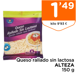 Queso rallado sin lactosa ALTEZA 150 g