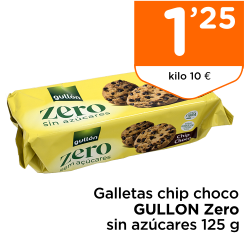 Galletas chip choco GULL?N Zero sin az?cares 125 g