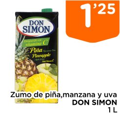 Zumo de pi?a,manzana y uva DON SIMON 1 L