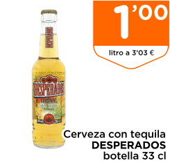Cerveza con tequila DESPERADOS botella 33 cl