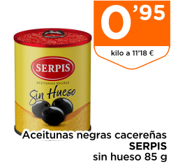 Aceitunas negras cacere?as SERPIS sin hueso 85 g