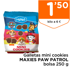 Galletas mini cookies MAXIES PAW PATROL bolsa 250 g