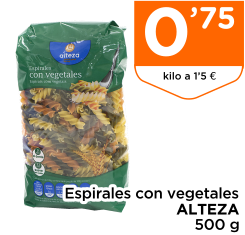 Espirales con vegetales ALTEZA 500 g