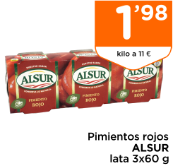 Pimientos rojos ALSUR lata 3x60 g