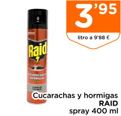 Cucarachas y hormigas RAID spray 400 ml