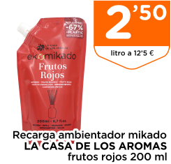 Recarga ambientador mikado LA CASA DE LOS AROMAS frutos rojos 200 ml