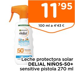 Leche protectora solar DELIAL NI?OS-50+ sensitive pistola 270 ml