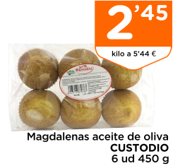 Magdalenas aceite de oliva CUSTODIO 6 ud 450 g