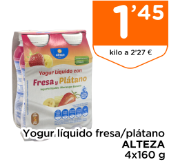 Yogur l?quido fresa/pl?tano ALTEZA 4x160 g