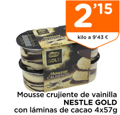 Mousse crujiente de vainilla NESTLE GOLD con l?minas de cacao 4x57g
