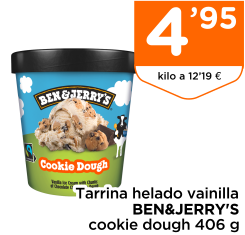 Tarrina helado vainilla BEN&JERRY'S cookie dough 406 g