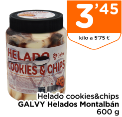 Helado cookies&chips GALVY Helados Montalb?n 600 g
