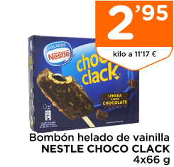 Bomb?n helado de vainilla NESTLE CHOCO CLACK 4x66 g