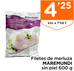 Filetes de merluza MAREMUNDI sin piel 600 g