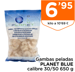 Gambas peladas PLANET BLUE calibre 30/50 650 g