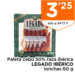 Paleta cebo 50% raza ib?rica LEGADO IB?RICO lonchas 60 g