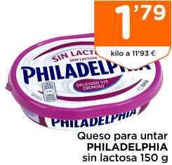 Queso para untar PHILADELPHIA sin lactosa 150 g