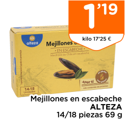 Mejillones en escabeche ALTEZA 14/18 piezas 69 g