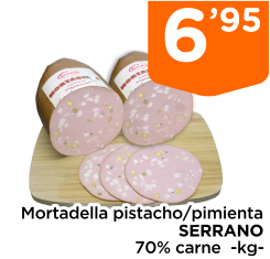 Mortadella pistacho/pimienta SERRANO 70% carne  -kg-