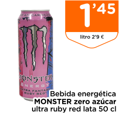 Bebida energ?tica MONSTER zero az?car ultra ruby red lata 50 cl