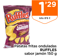 Patatas fritas onduladas RUFFLES sabor jam?n 150 g