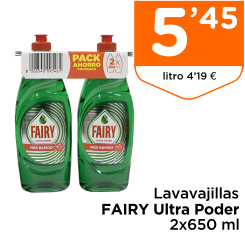 Lavavajillas FAIRY Ultra Poder 2x650 ml