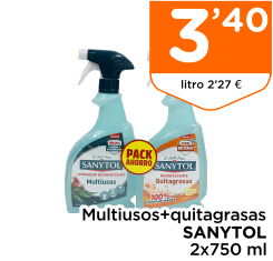 Multiusos+quitagrasas SANYTOL 2x750 ml