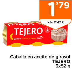 Caballa en aceite de girasol TEJERO 3x52 g