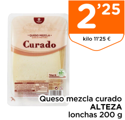 Queso mezcla curado ALTEZA lonchas 200 g