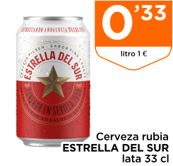 Cerveza rubia ESTRELLA DEL SUR lata 33 cl