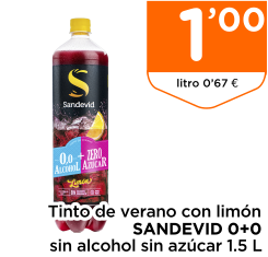 Tinto de verano con lim?n SANDEVID 0+0 sin alcohol sin az?car 1.5 L